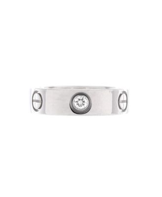  Love 3 Diamonds Band Ring 18K White Gold with Diamond
