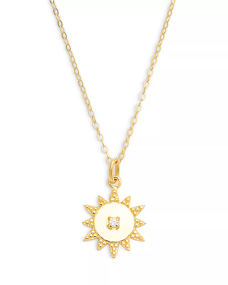 Aqua Sun Pendant Necklace, 15-17 - Exclusive