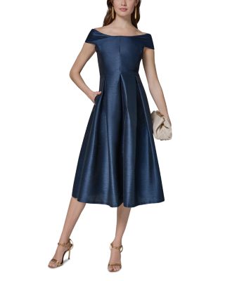 black flared dress pants Off shoulder flare sleeved tailored dress – Designs By Anna J LLC