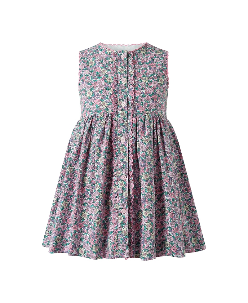 Rachel Riley Girls' Scalloped Floral Button-Front Dress - Little Kid, Big Kid