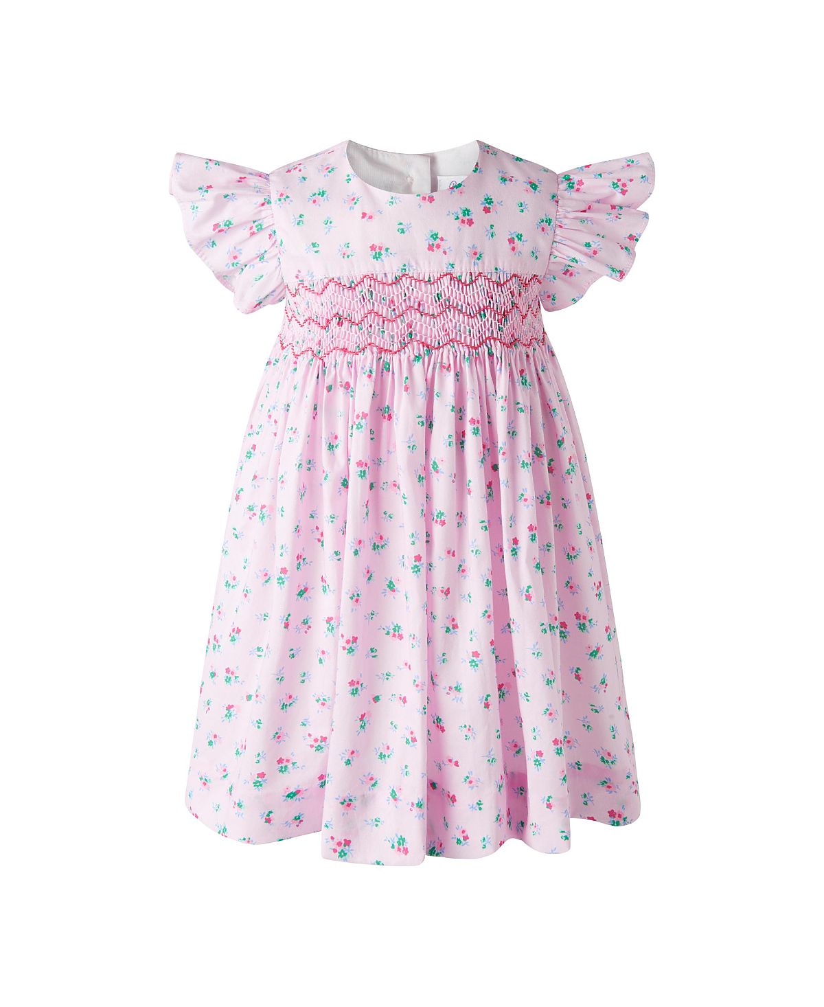 Rachel Riley Girls' Flutter Floral Smocked Dress and Bloomers - Baby