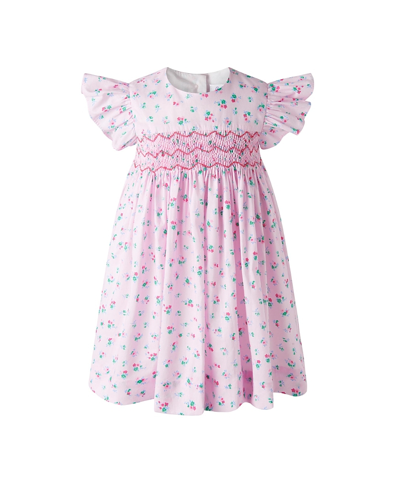 Rachel Riley Girls' Flutter Floral Smocked Dress and Bloomers - Baby