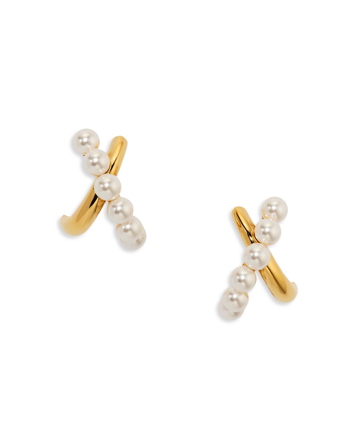Esme Imitation Pearl Crossed Hoop Earrings
