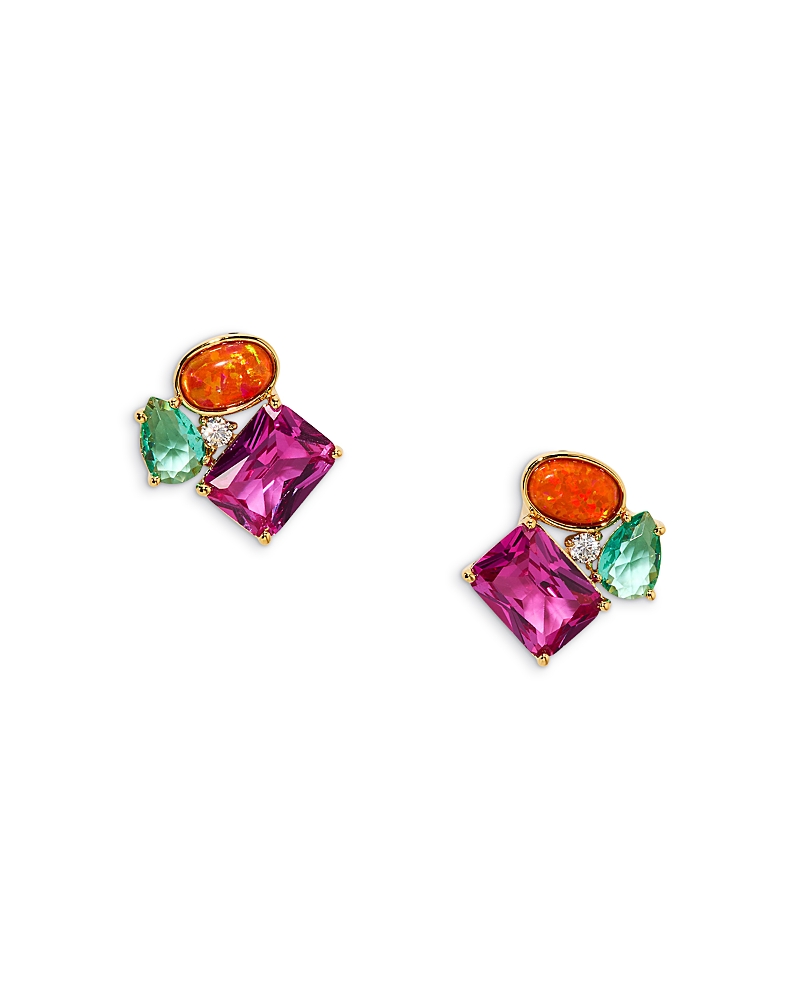 Nadri Frieda Multi Stone Cluster Stud Earrings