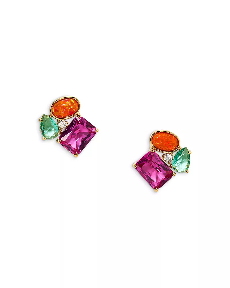 Nadri Frieda Multi Stone Cluster Stud Earrings