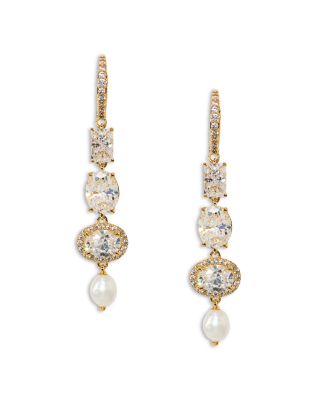 Maiden Cubic Zirconia & Imitation Pearl Linear Drop Earrings