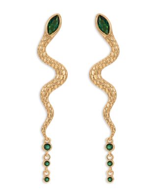 Serpentina Pav&eacute; Snake Linear Drop Earrings