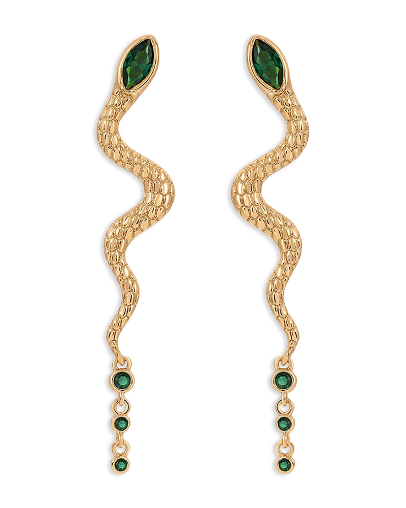 Ettika Serpentina Pave Snake Linear Drop Earrings