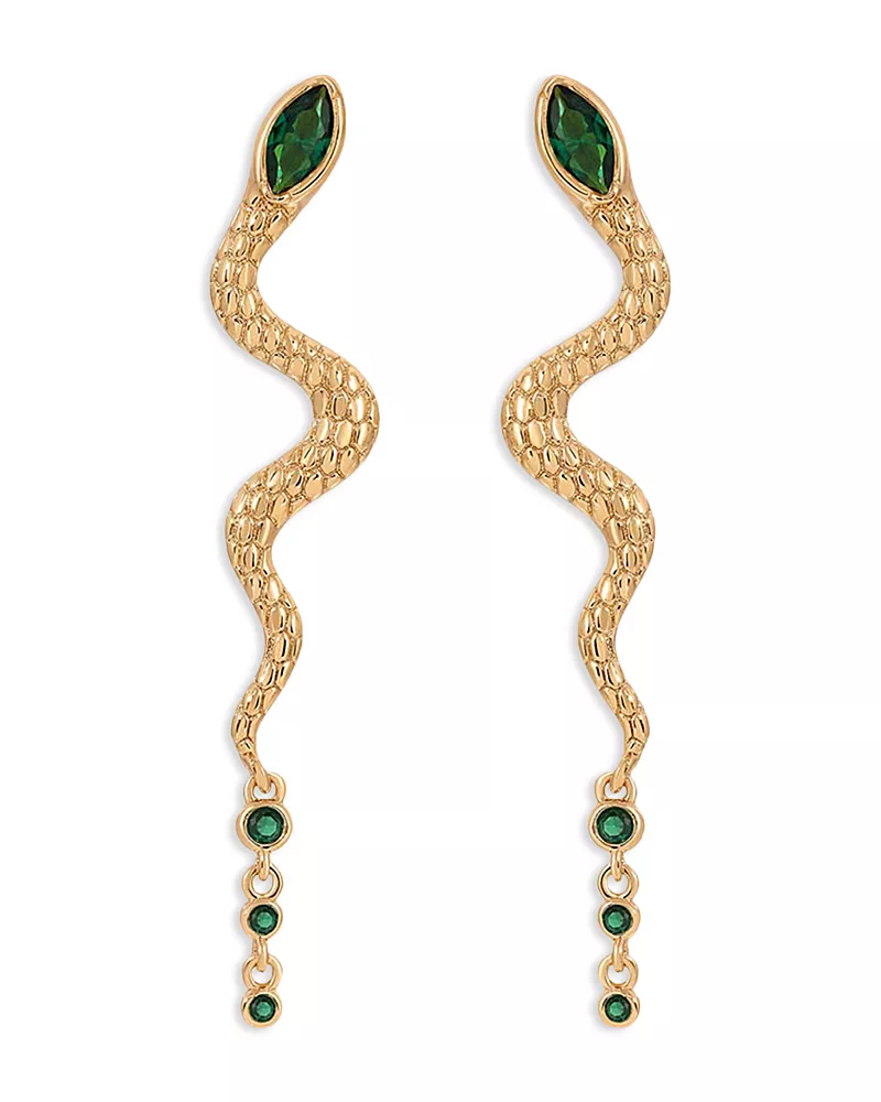 Ettika Serpentina Pave Snake Linear Drop Earrings