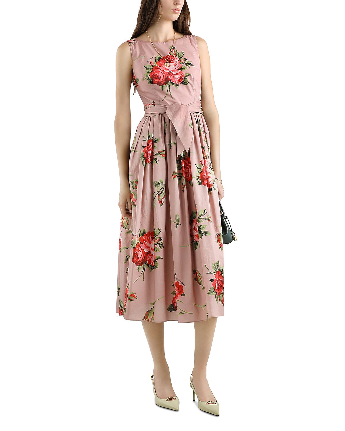 Dolce & Gabbana Rose Bouquet Print Cotton Dress