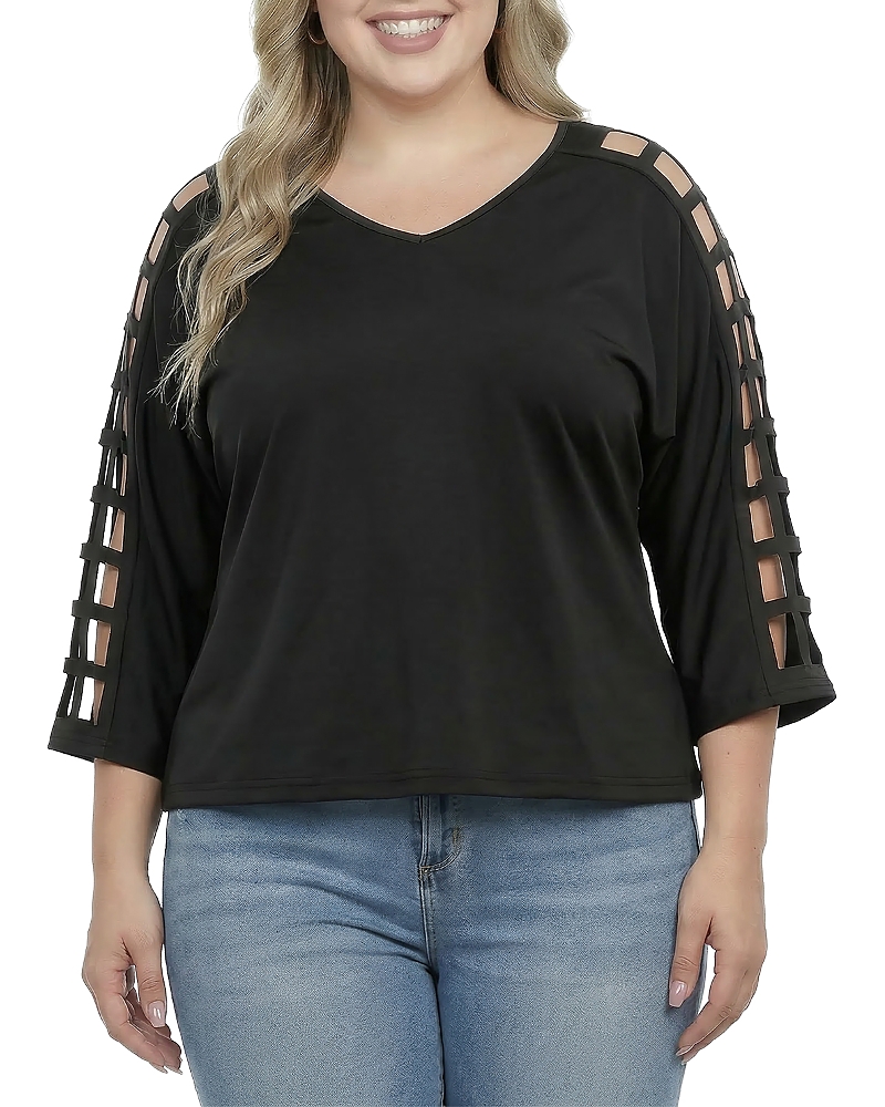 standards & practices Plus 3/4 Sleeve Cutout Detail Top