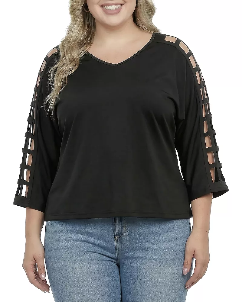 standards & practices Plus 3/4 Sleeve Cutout Detail Top