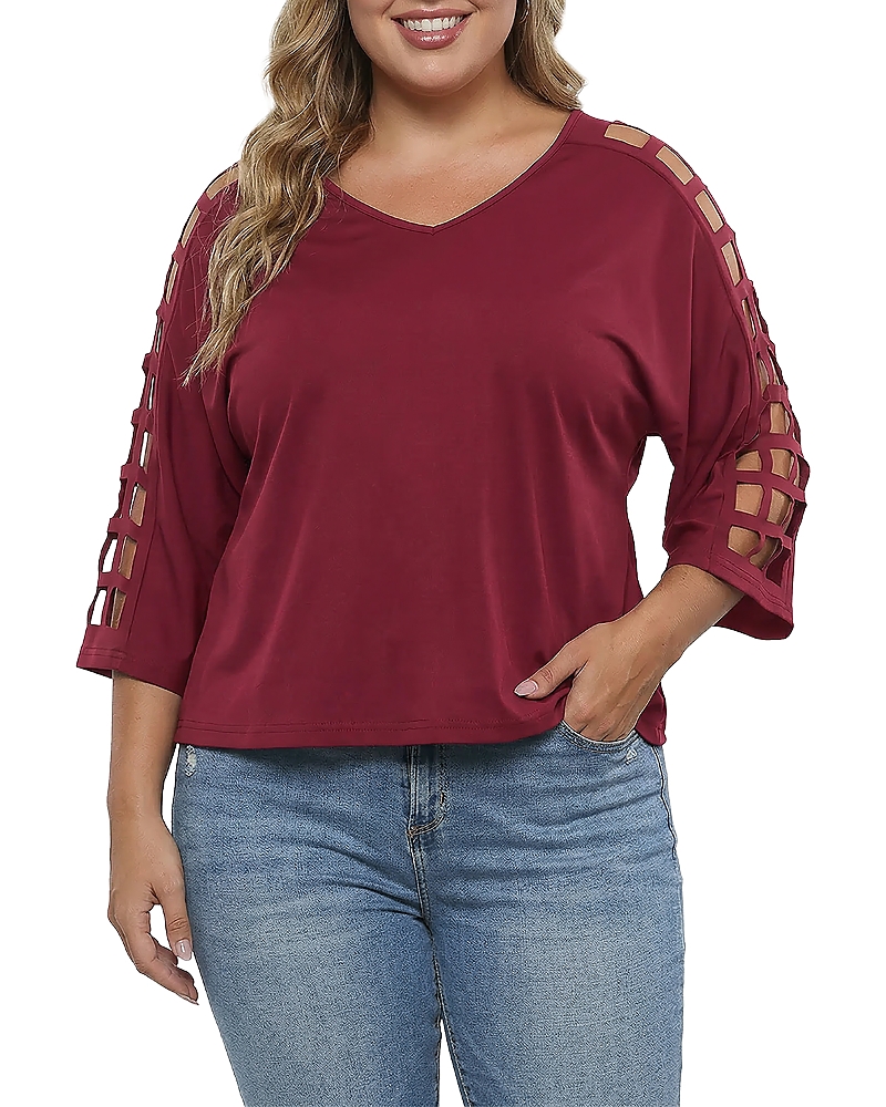 Standards & Practices Plus 3/4 Sleeve Cutout Detail Top