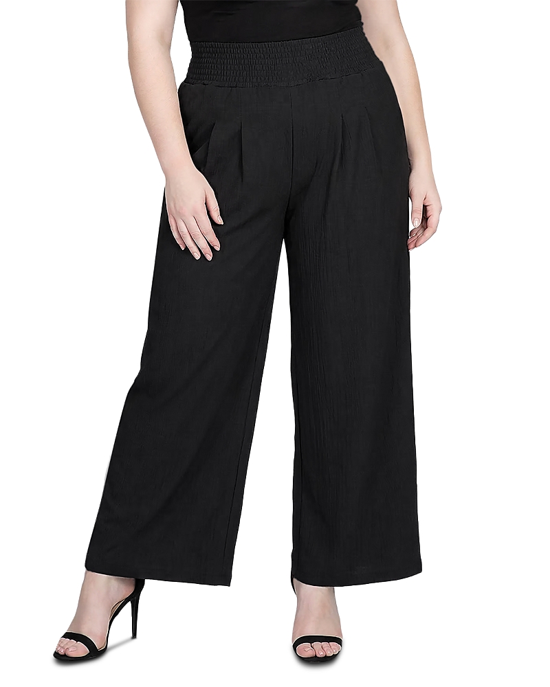 standards & practices Plus High Rise Smocked Waist Wide Leg Palazzo Pants