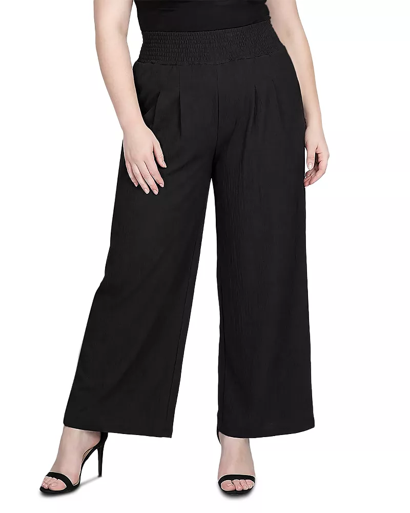 standards & practices Plus High Rise Smocked Waist Wide Leg Palazzo Pants