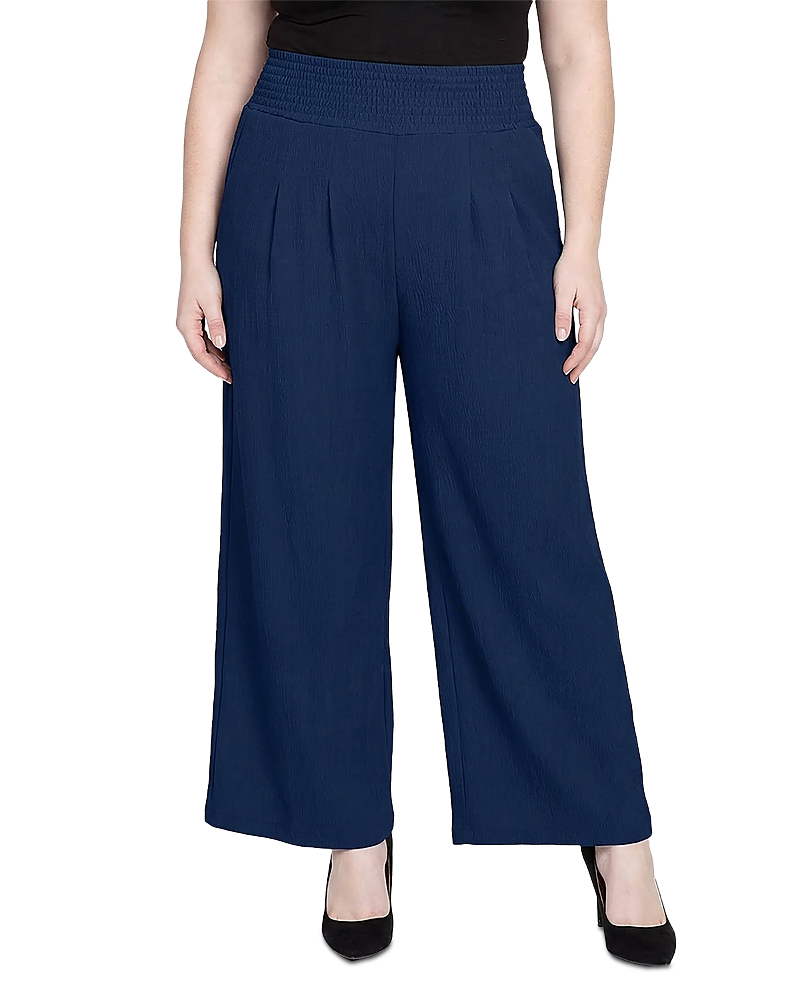 Standards & Practices Plus High Rise Smocked Waist Wide Leg Palazzo Pants