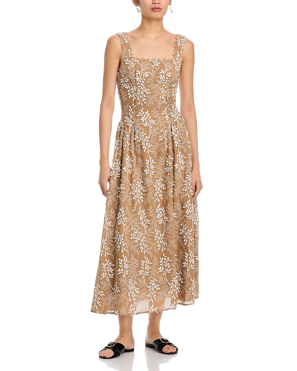 Moon River Square Neck Midi Dress