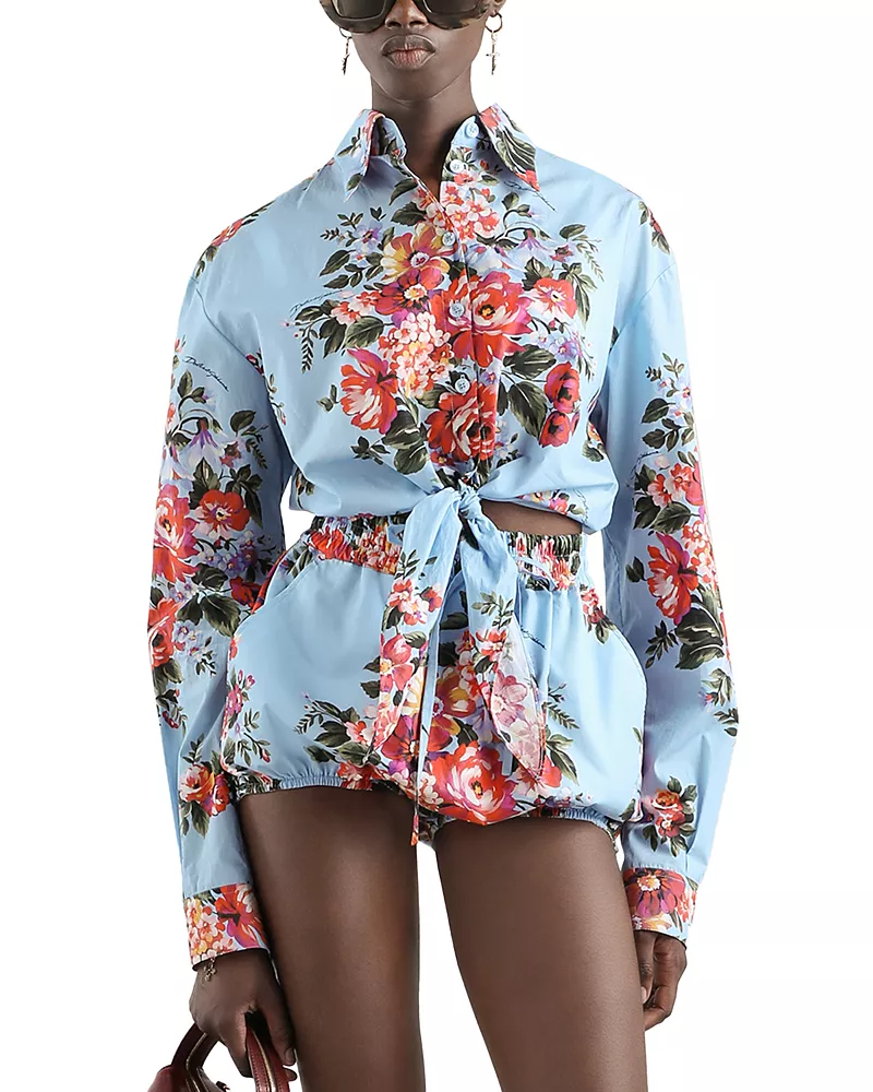 Dolce & Gabbana Flower Bouquet Print Cotton Shirt