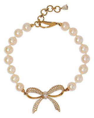 Eros Pav&eacute; Bow & Pearl Bracelet