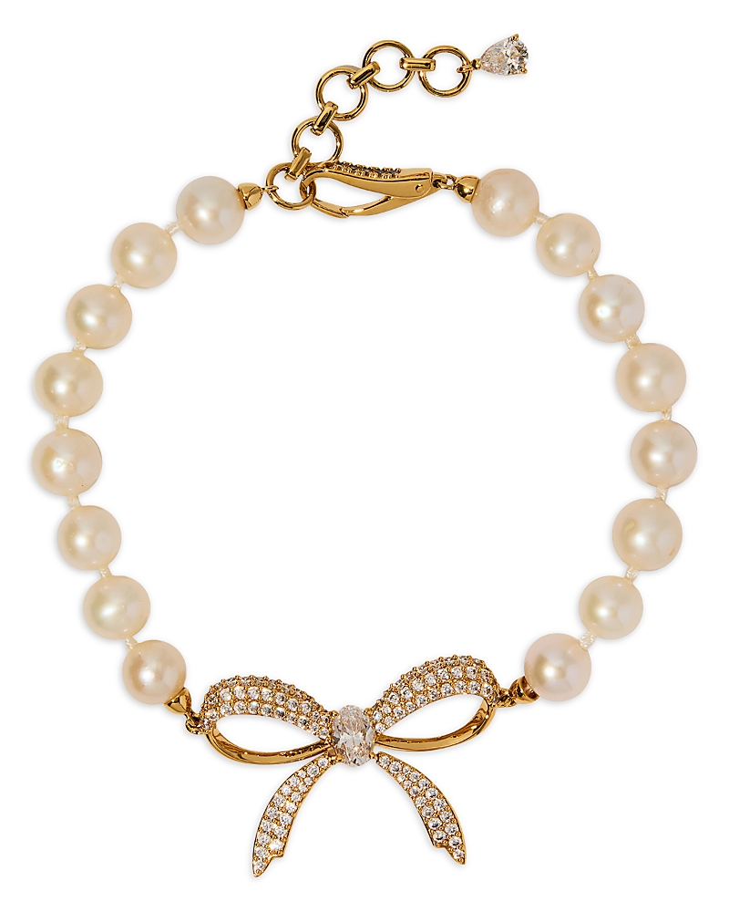 Nadri Eros Pave Bow & Pearl Bracelet
