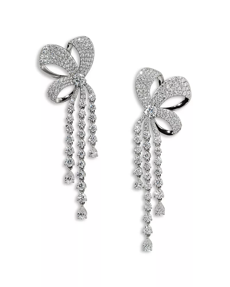 Nadri Eros Crystal Ribbon Chandelier Earrings