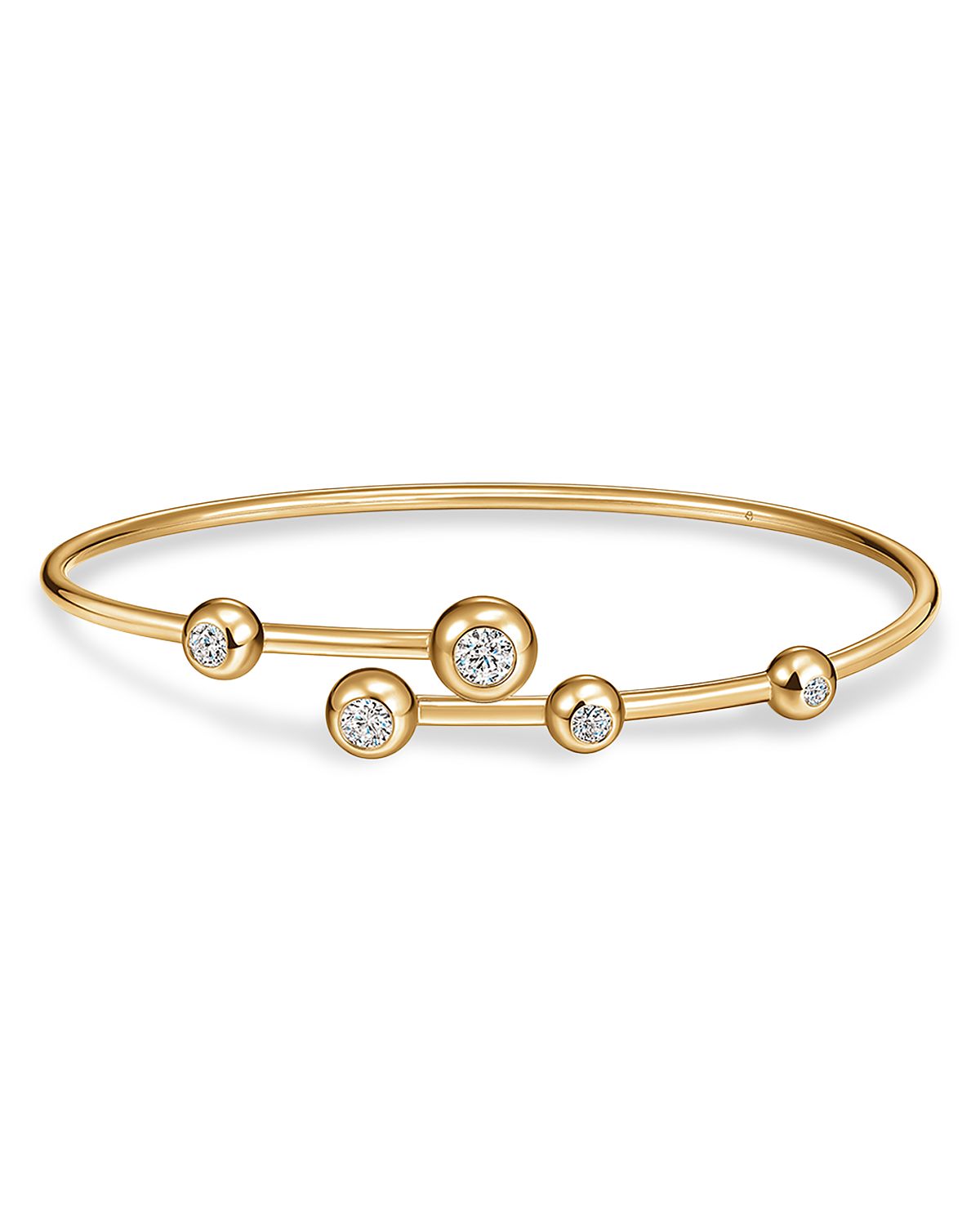 Hearts On Fire 18K Yellow Gold Dream Diamond Bezel Floating Flexi Bangle Bracelet