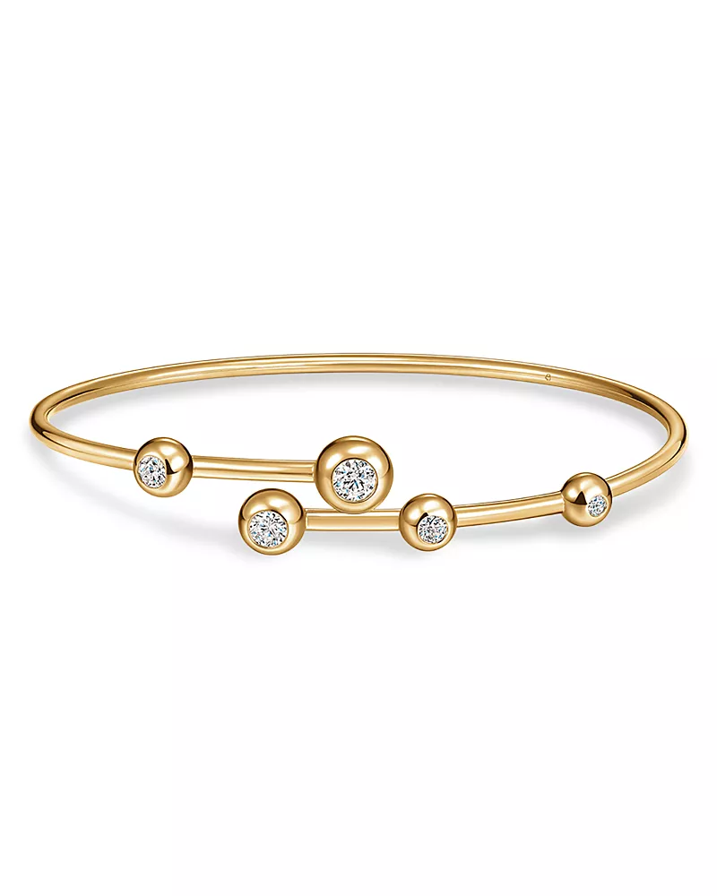 Hearts On Fire 18K Yellow Gold Dream Diamond Bezel Floating Flexi Bangle Bracelet