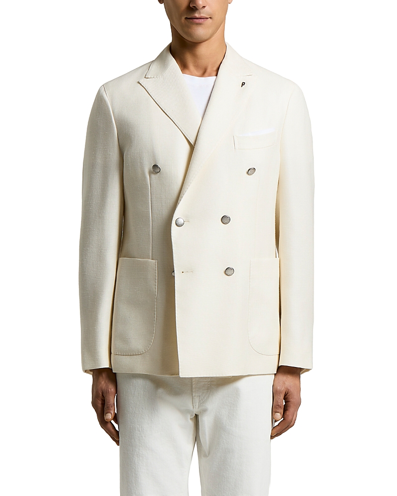 Peserico Regular Fit Six Button Double Breasted Wool, Silk, & Linen Blazer