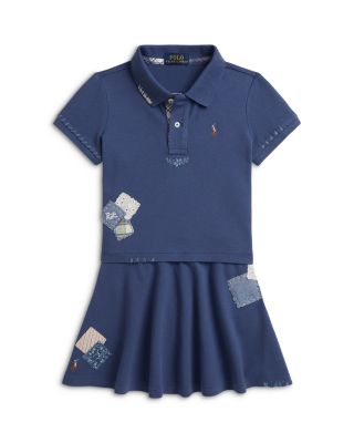 Girls' Distressed Mesh Boxy Polo Shirt & Skirt Set - Little Kid