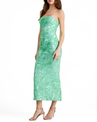  Leslie Sequin Strapless Gown