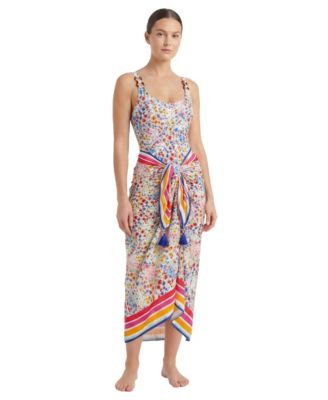  Melanie Border Print Pareo Cover-Up