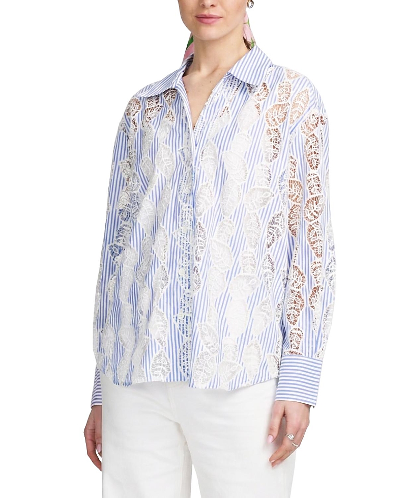 Elle Collection Lace Striped Shirt