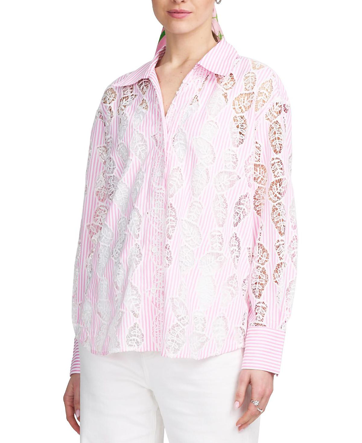 Elle Collection Lace Striped Shirt