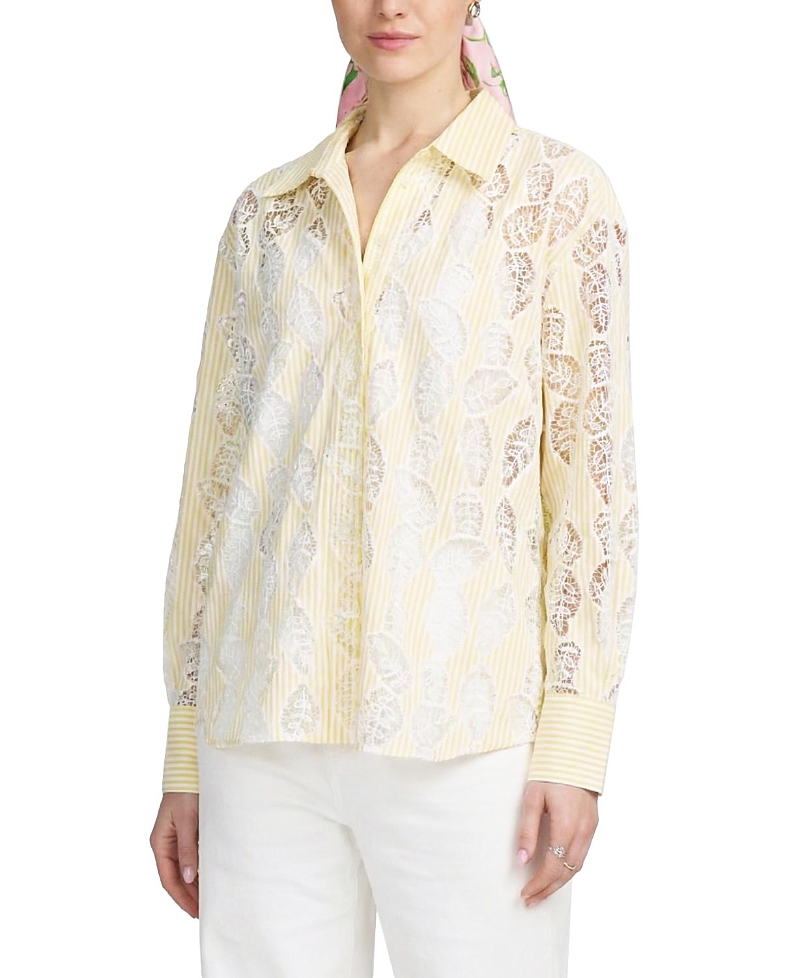 Elle Collection Lace Striped Shirt