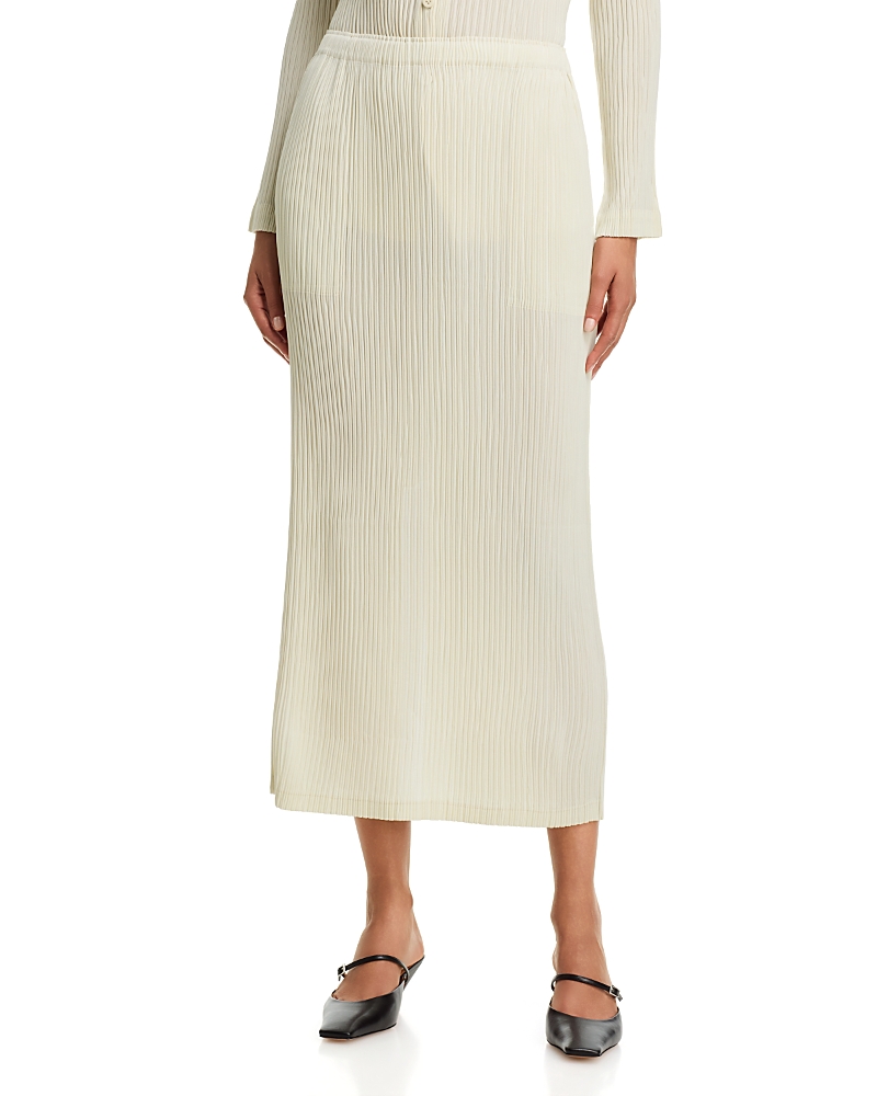 Issey Miyake Hatching Pleats Skirt In White