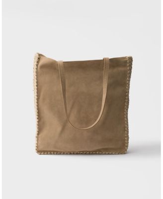  Large Suede And Crochet Tote Bag