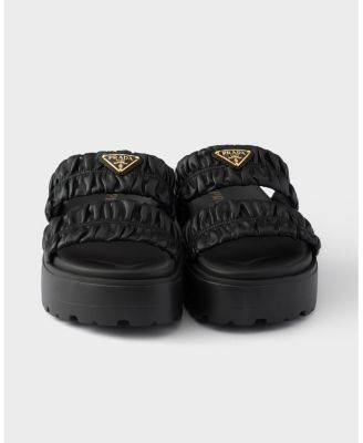  Women's Matelasse Nappa Leather Flatform Slides