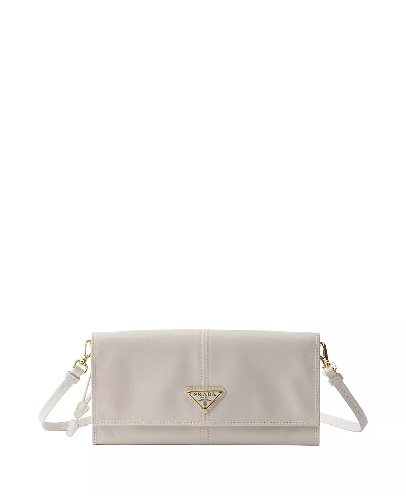Prada Leather Wallet With Shoulder Strap