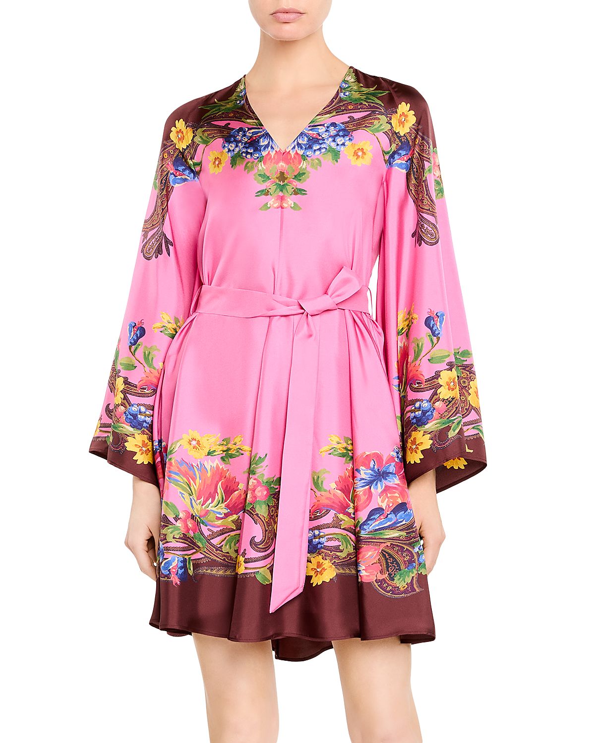 Etro Silk Floral Border Mini Dress