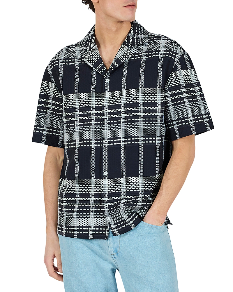 Krost Camp Collar Relaxed Fit Plaid Dash Shirt