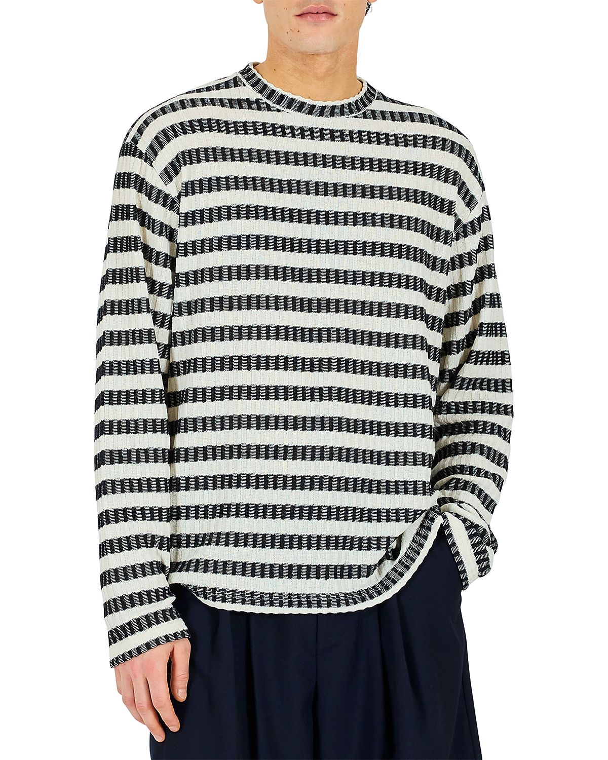 Krost Regular Fit Knit Stripe Crewneck Sweater