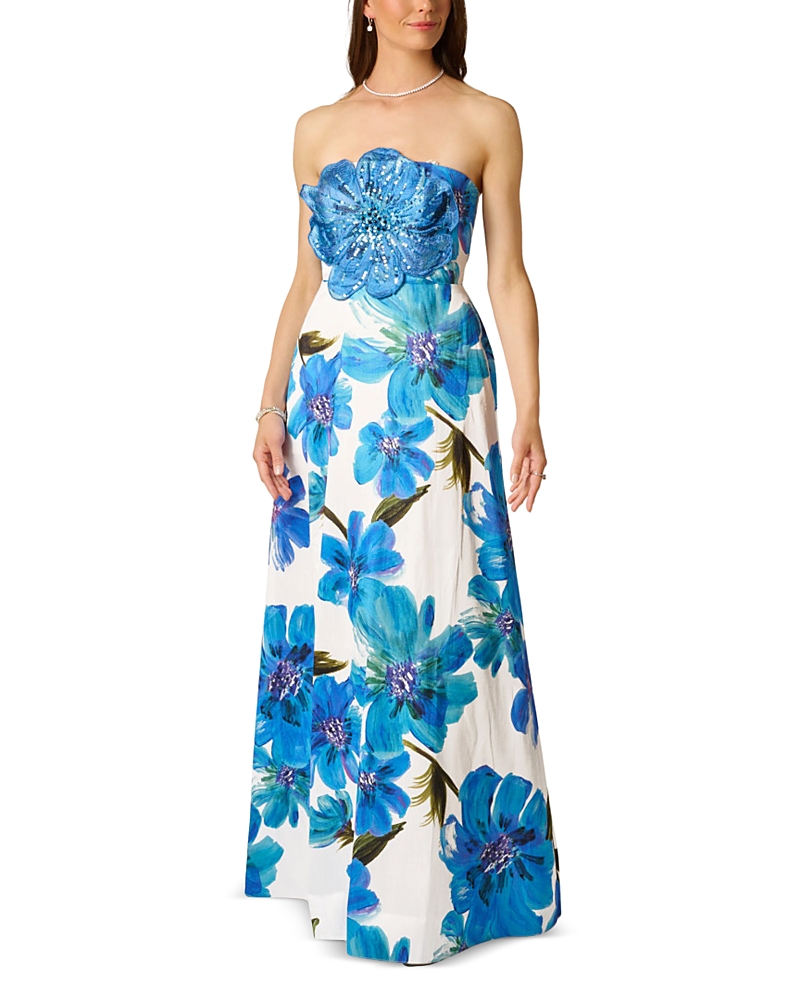 Adrianna Papell Bead Dupioni Long Dress