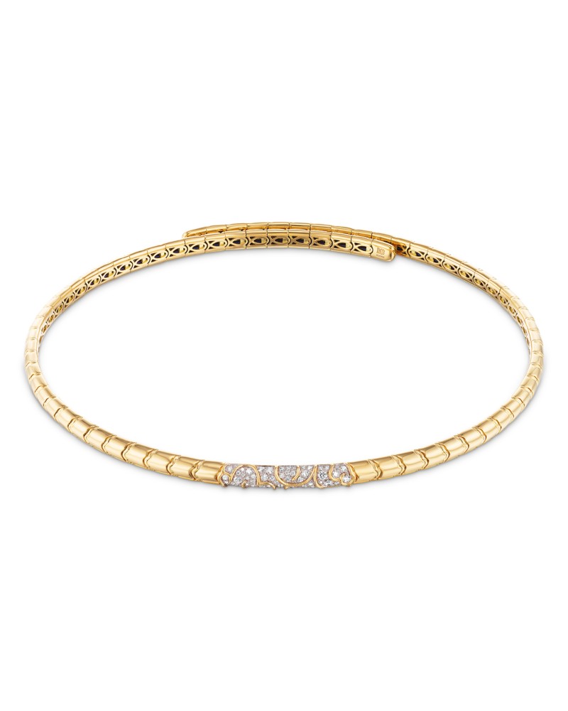 Marina B Titanium & 18K Yellow Gold Ondine Diamond Pave Choker Necklace, 14.47