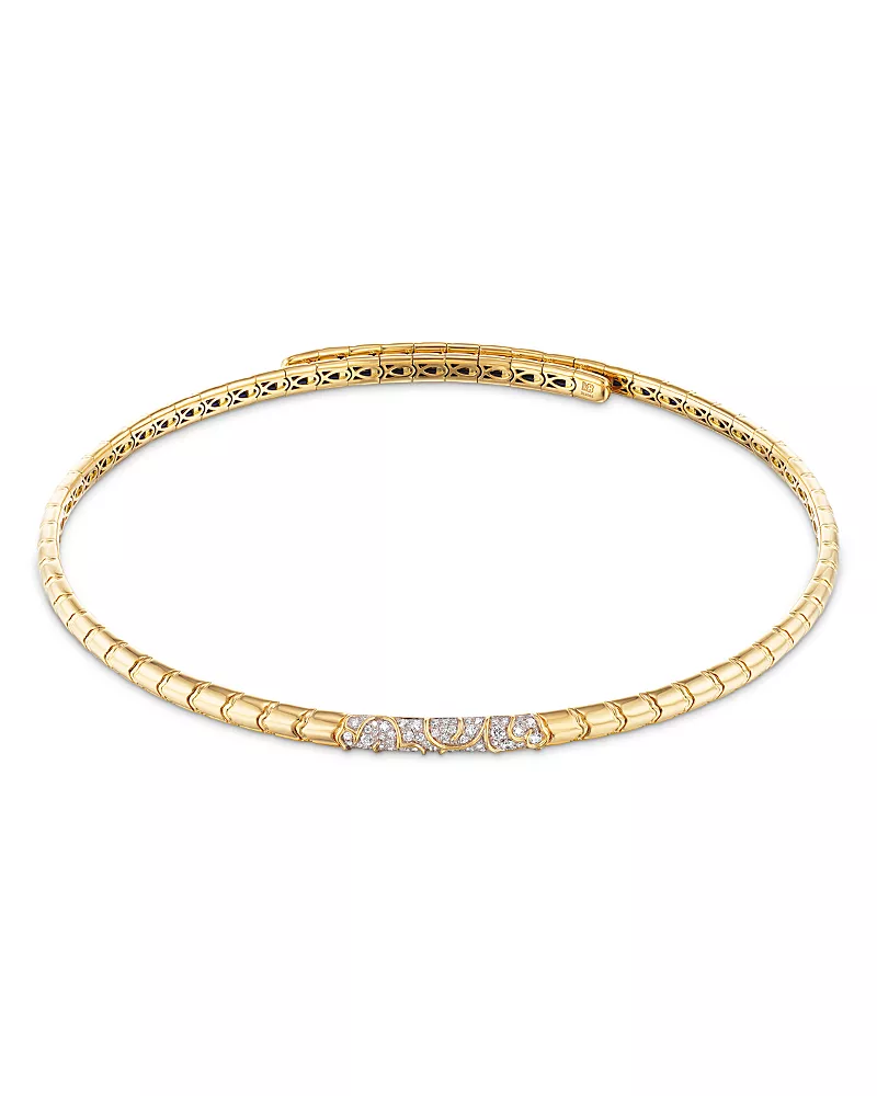 Marina B Titanium & 18K Yellow Gold Ondine Diamond Pave Choker Necklace, 14.47