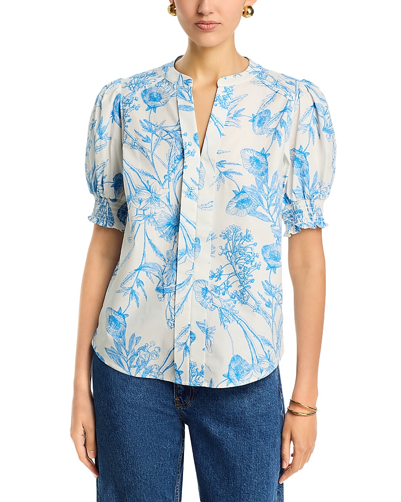 T Tahari Short Sleeve Split Neck Blouse
