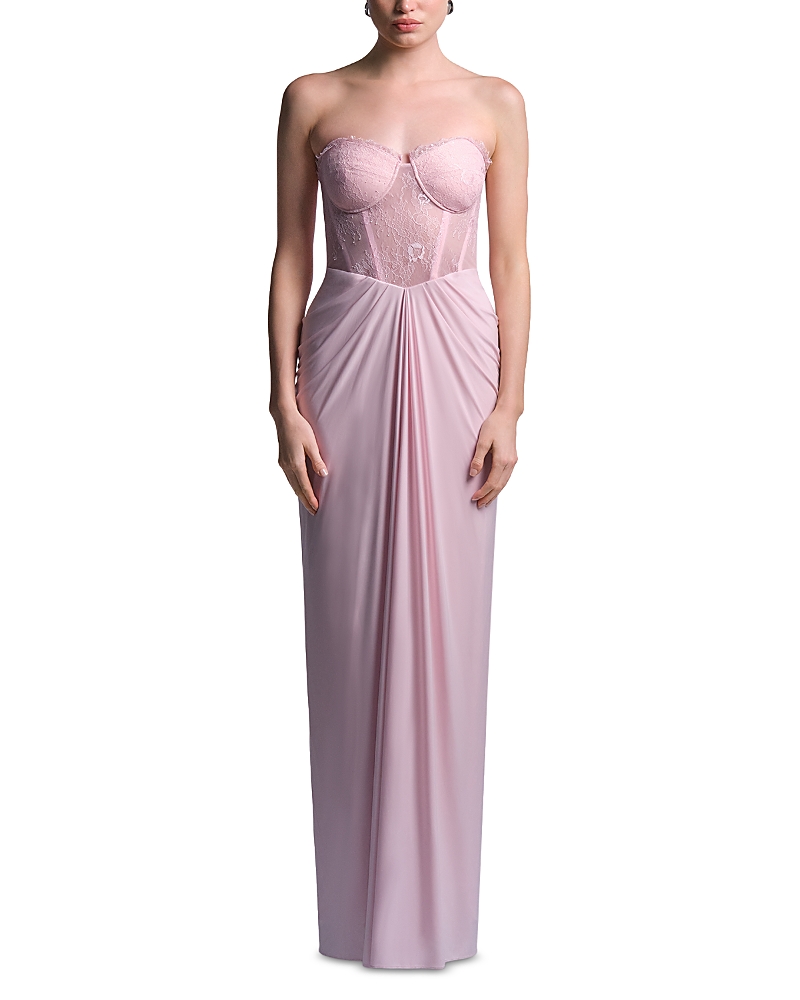 Bcbgmaxazria Lace Jersey Floor Sweeping Gown