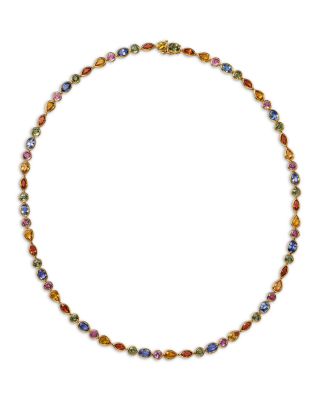 Rainbow Sapphire Mixed Cut Collar Necklace, 18"