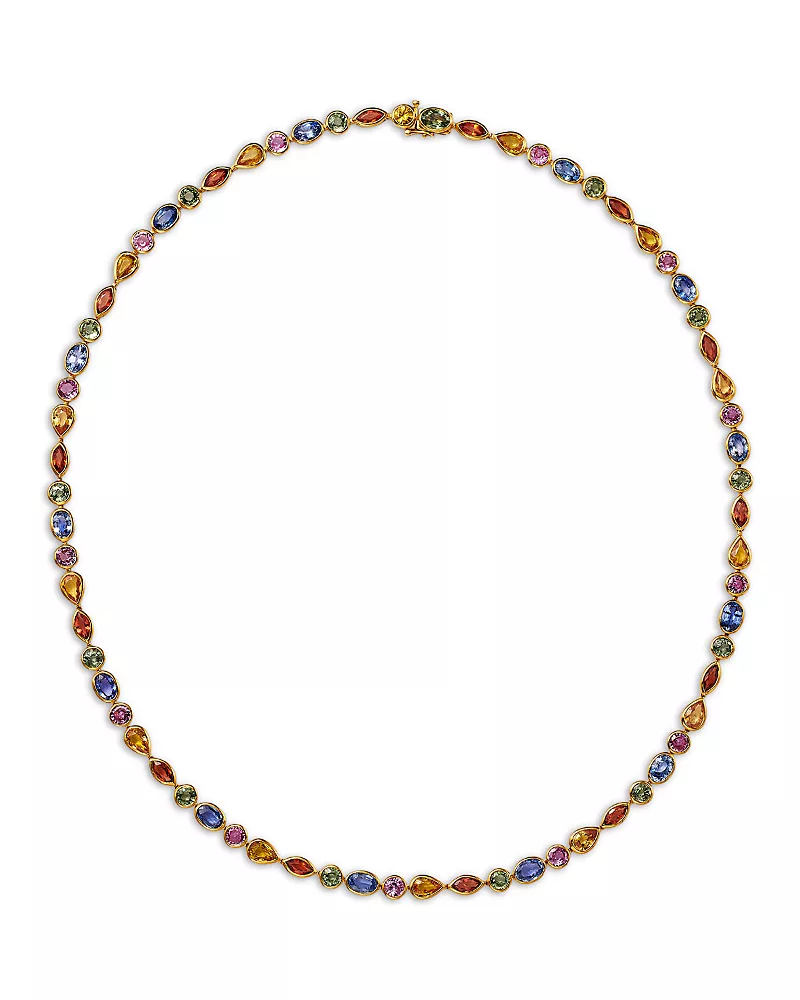 Bloomingdale's Fine Collection Rainbow Sapphire Mixed Cut Collar Necklace, 18
