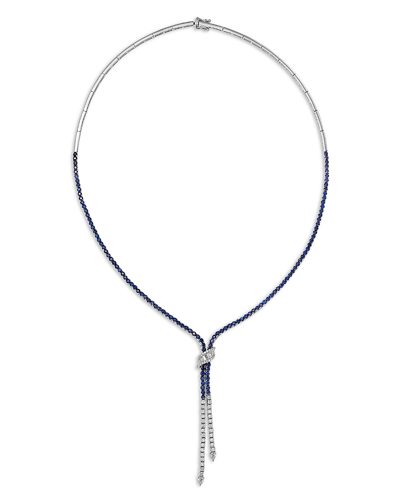 Bloomingdale's Fine Collection Blue Sapphire & Diamond Lariat Necklace, 18