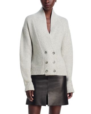 The Lowen Cashmere Silk Knit Double Breasted Shawl Cardigan
